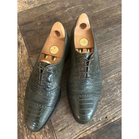 Mauri Green Ostrich Leather Oxford Dress Casual Shoes Size 9M JP main image 7